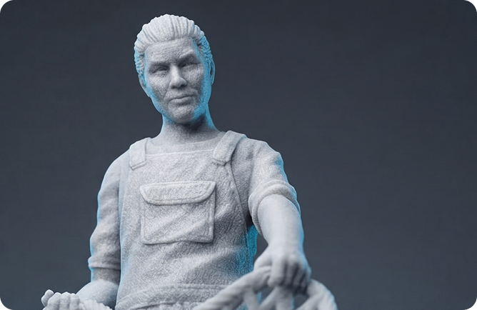 Hasil 3D Printing berupa figurine 3D patung nelayan ASEAN untuk Kemnaker RI