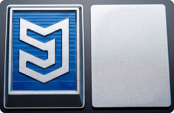 Hasil produk 3D berupa emblem otomotif custom MAB untuk PT Karoseri Anak Bangsa